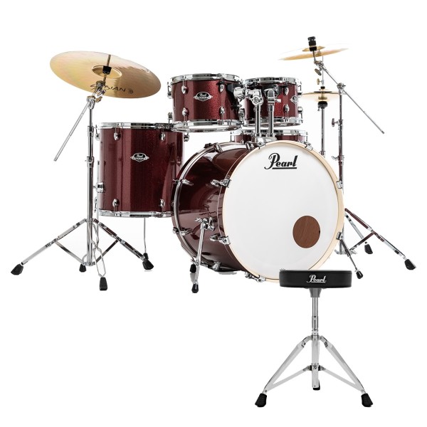 Pearl Export EXX 22'' Am. Fusion Drum Kit, Cherry Glitter - Includes Free Stool