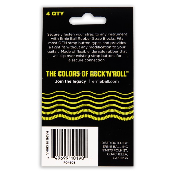Ernie Ball Strap Blocks, Pack Of 4 - back