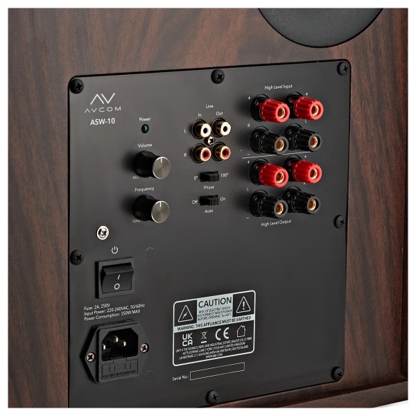 AVCOM 10" Active Subwoofer, Walnut