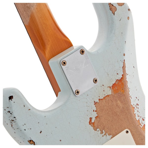 Fender Custom Shop '61 Stratocaster Heavy Relic, Faded Aged Sonic Blue over 3-Colour Sunburst - neck plate