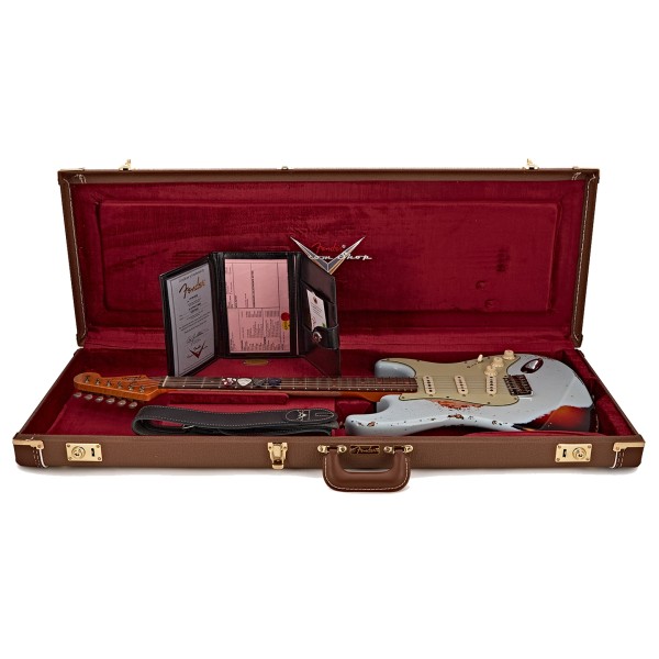 Fender Custom Shop '61 Stratocaster Heavy Relic, Faded Aged Sonic Blue over 3-Colour Sunburst - case open 