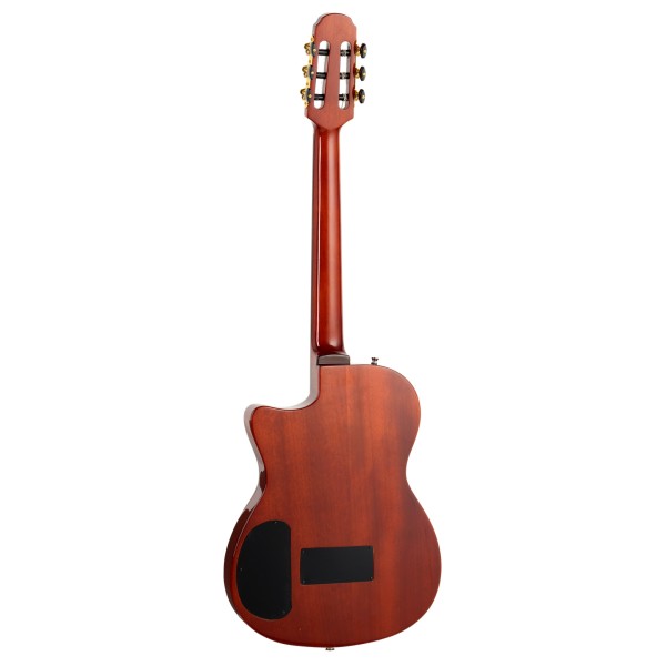 Tanglewood EMDCCG Thinline Electro Nylon, Cognac Gloss - back 