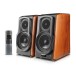 Edifier S1000W Wireless Hi-Fi Active Bookshelf Speakers (Pair), Brown - front angle shot 