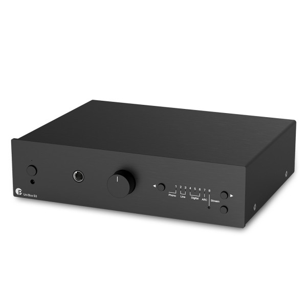 Pro Ject Uni Box S3 Integrated Streaming Amplifier, Black - face left 