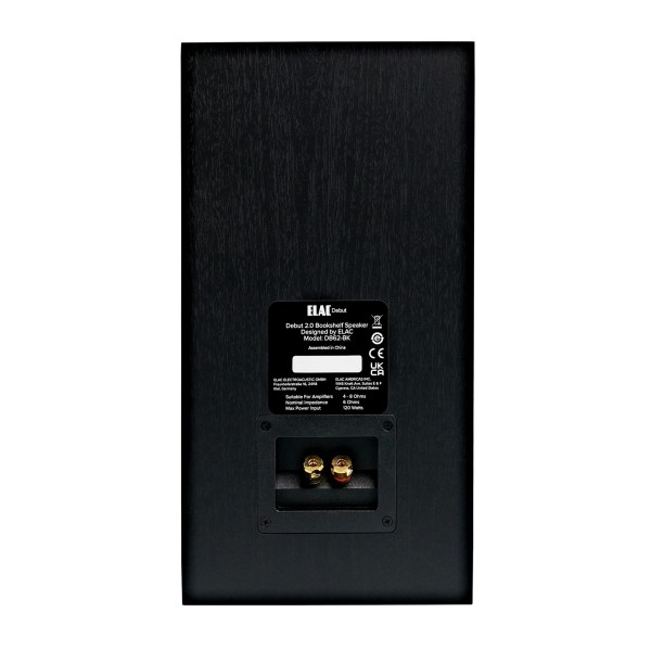 ELAC Debut B6.2 Vinyl Bookshelf Speaker (Pair), Black Ash - rear 