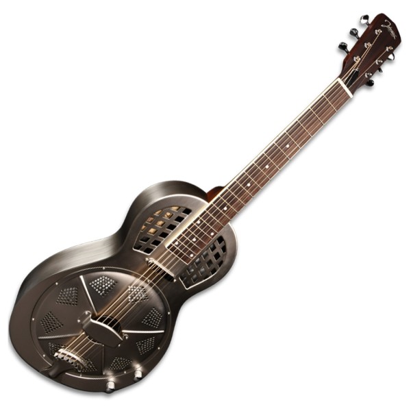 Johnson Resonator JR-960E-AS Single Cone Parlor Metal Body Electric, Antique Steel  -front