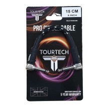 Tourtech Braided Black and Grey Right Angled Guitar Patch Cable, 15cm