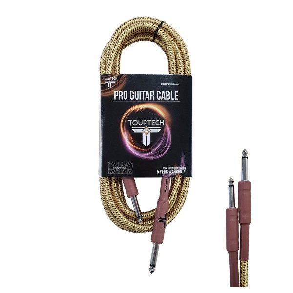 Tourtech Braided Tweed Straight Guitar Cable, 3m/10ft - Main