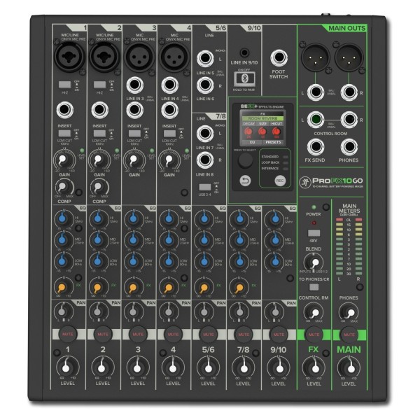 Mackie PROFX10 GO Mixer Top Shadow