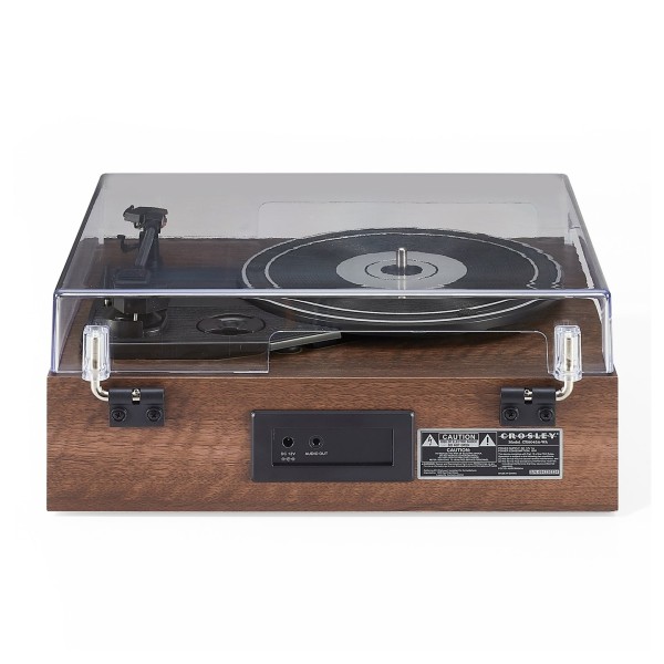 Crosley Miles Record Player with Built-In Speakers, Walnut - Rear