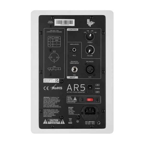 AR5 Studio Monitor, White - Rear