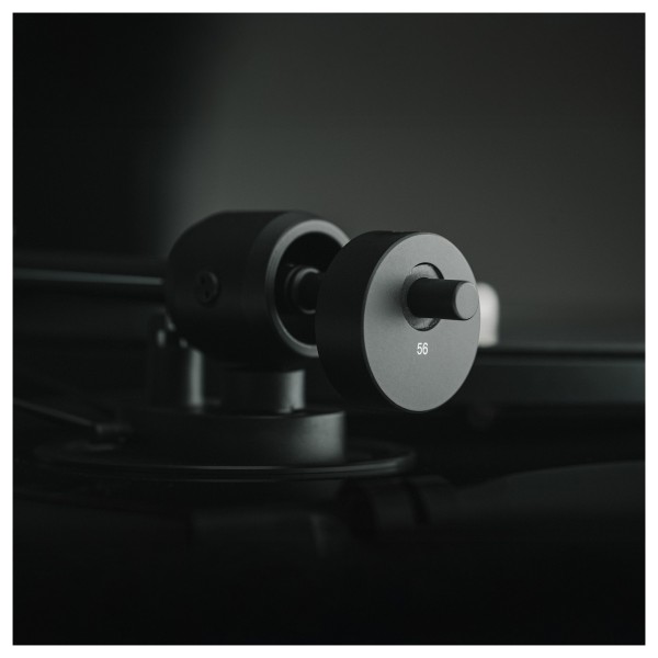 Pro-Ject E1.2 Turntable, Walnut - tonearm rear dark 