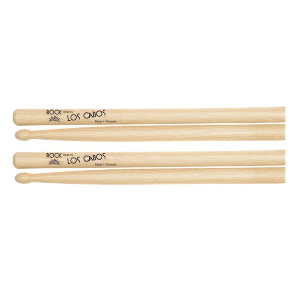 Los Cabos Rock Hickory Wood Tip Drumsticks, 2 Pair Pack