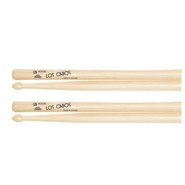 Los Cabos 2B Hickory Wood Tip Drumsticks, 2 Pair Pack