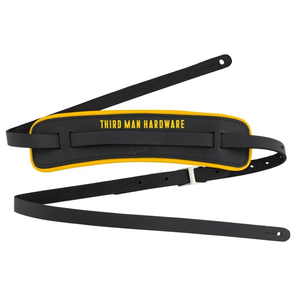Fender Fender x Third Man Hardware Leather Strap, Black/Yellow - front