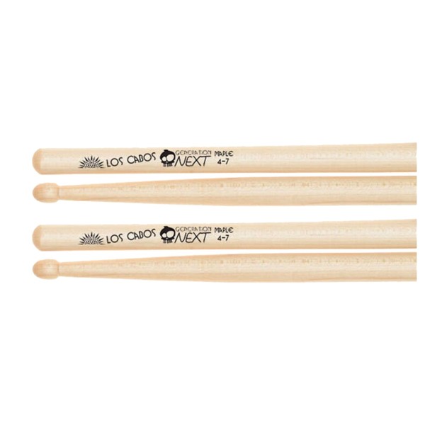 Los Cabos Next Generation Maple 4-7 Wood Tip Drumsticks, 2 Pair Pack