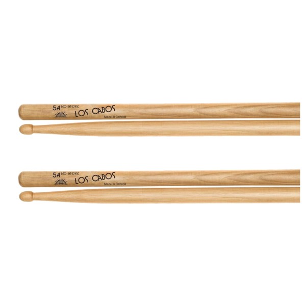 Los Cabos 5A Intense Red Hickory Wood Tip Drumsticks, 2 Pair Pack