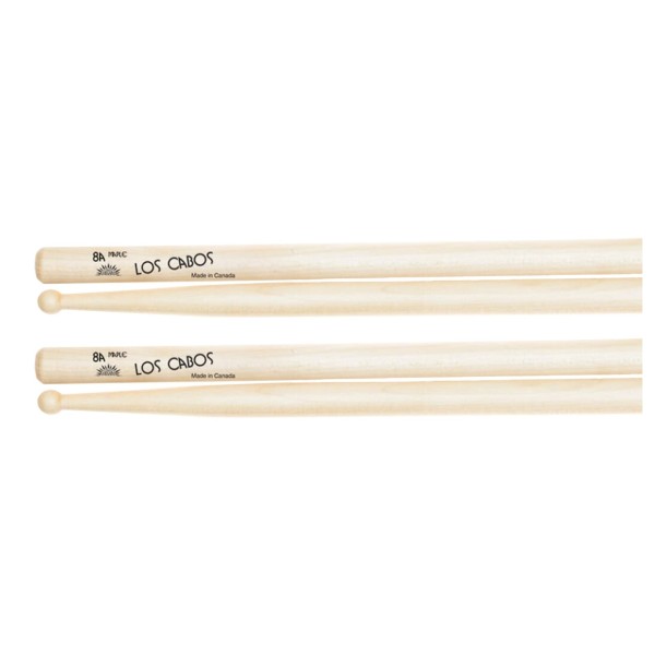 Los Cabos 8A Maple Wood Tip Drumsticks, 2 Pair Pack