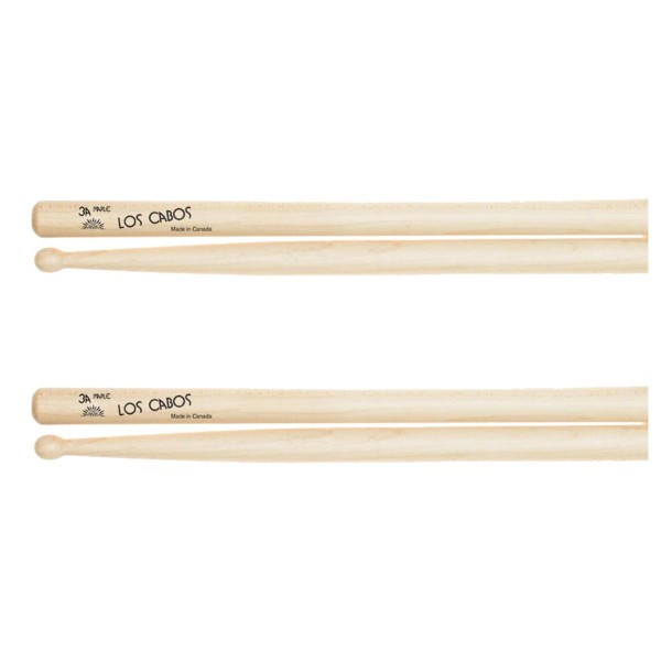 Los Cabos 3A Maple Wood Tip Drumsticks, 2 Pair Pack
