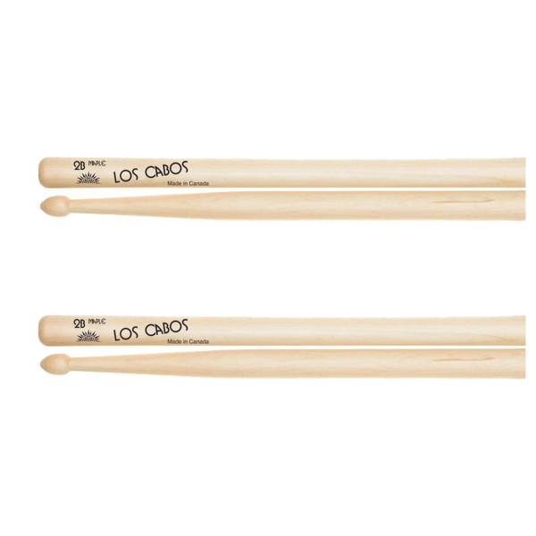 Los Cabos 2B Maple Wood Tip Drumsticks, 2 Pair Pack