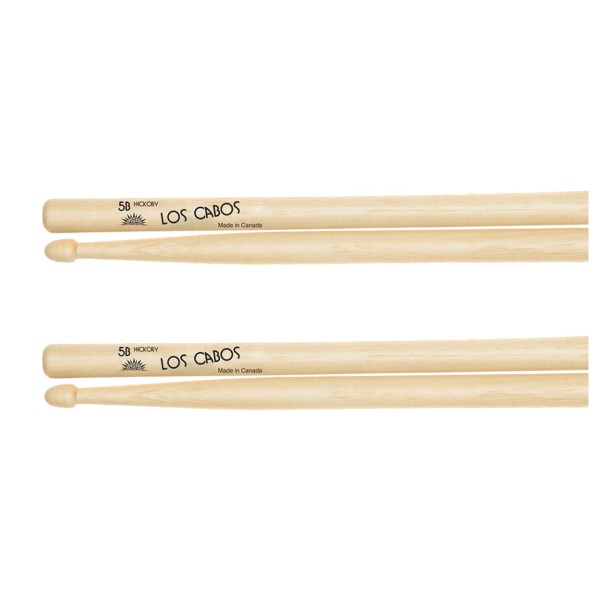 Los Cabos 5B Hickory Wood Tip Drumsticks, 2 Pair Pack