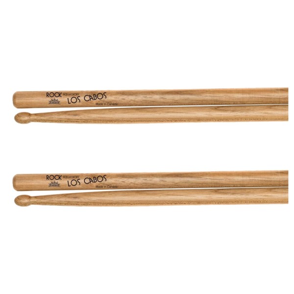 Los Cabos Rock Red Hickory Wood Tip Drumsticks, 2 Pair Pack