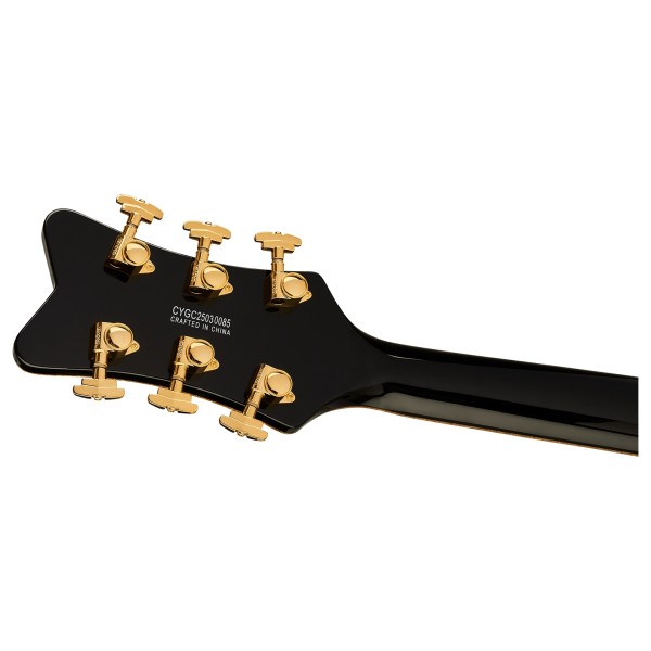 Grestch Synchromatic Falcon Hollow Body Single-Cut with Bigsby EB, Black - headstock back 