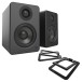 Kanto YU2 Powered Desktop Speakers with S2 Tilted Speaker Stands, Black - Bundle