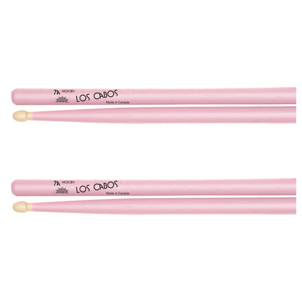 Los Cabos 7A Pink Hickory Wood Tip Drumsticks, 2 Pair Pack