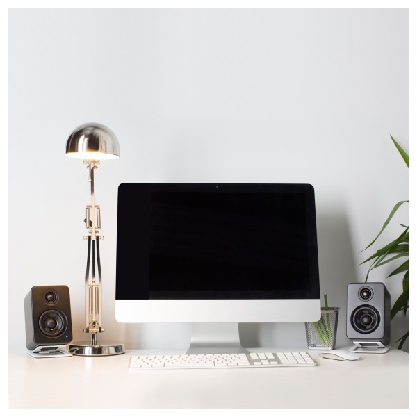 Kanto YU2 Powered Desktop Speakers, Matte Black - Lifestyle