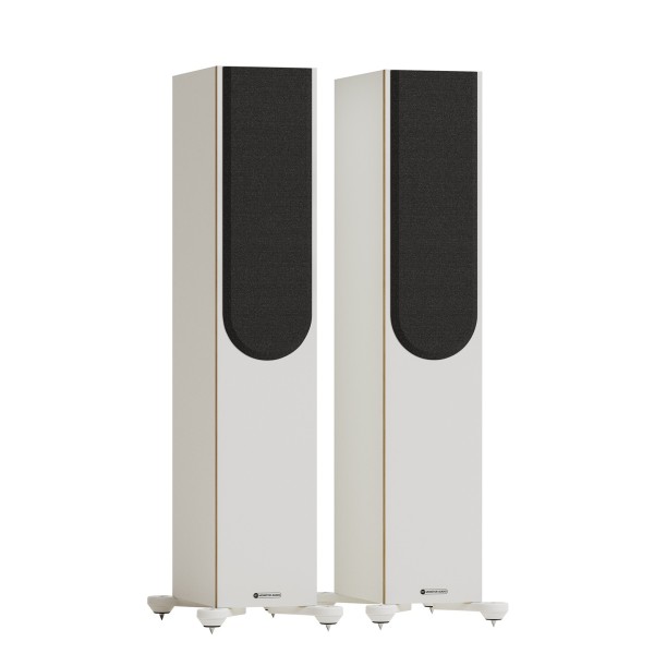 Monitor Audio Bronze 300 7G Floorstanding Speakers (Pair), White - grille on