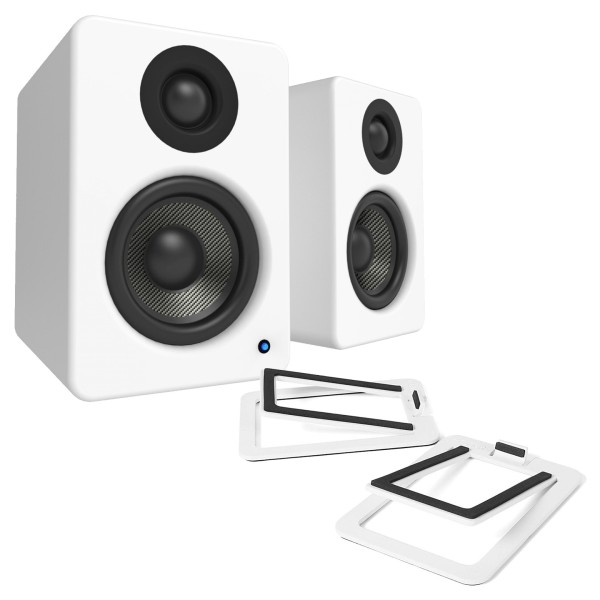 Kanto YU2 Powered Desktop Speakers with S2 Tilted Speaker Stands, White - Bundle