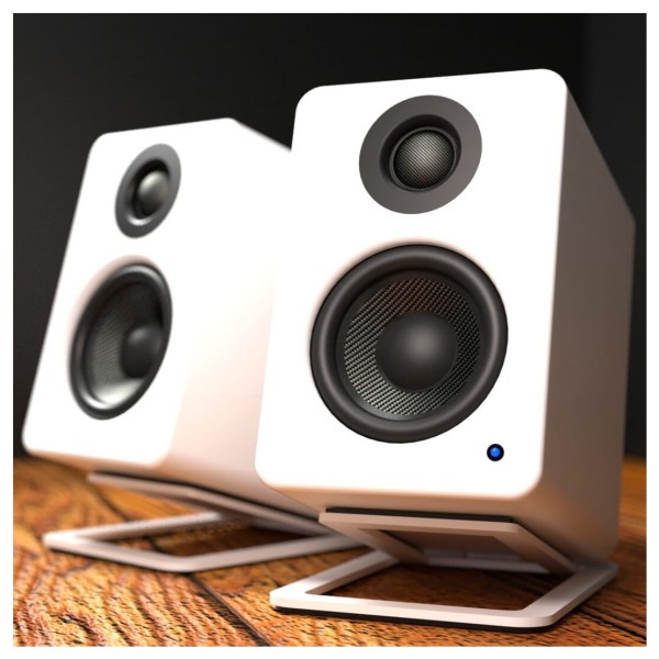 Kanto YU2 Powered Desktop Speakers, Matte White - Lifestyle