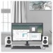 Kanto YU2 Powered Desktop Speakers with S2 Tilted Speaker Stands, White - Lifestyle 2