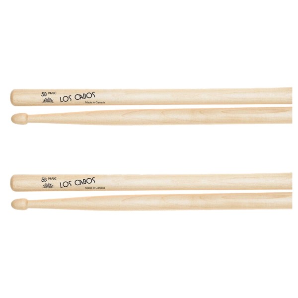 Los Cabos 5B Maple Wood Tip Drumsticks, 2 Pair Pack