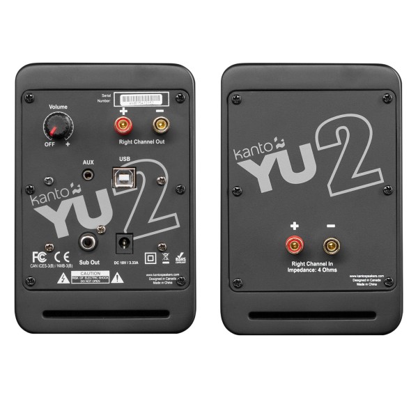 YU2 Bookshelf Speakers, Black - Rear