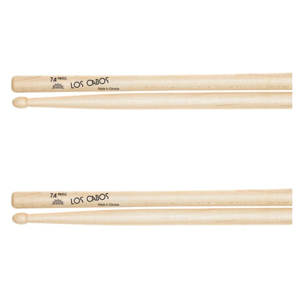 Los Cabos 7A Maple Wood Tip Drumsticks, 2 Pair Pack