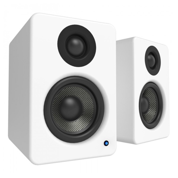 Kanto YU2 Powered Desktop Speakers, Matte White - Angled