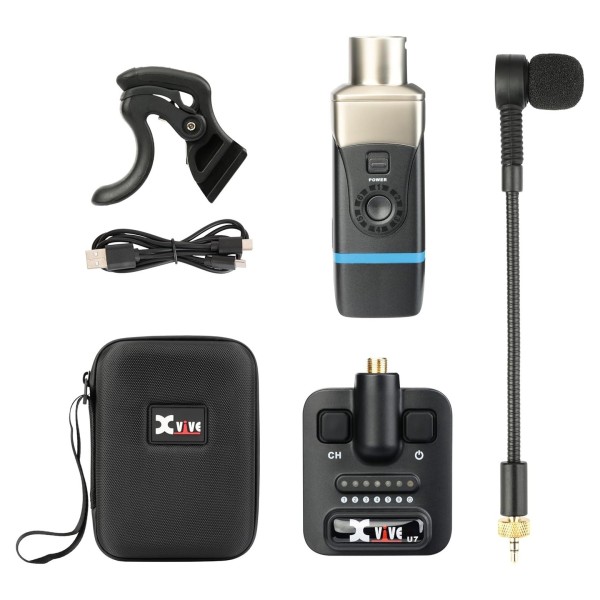 Xvive U7 Saxophone and Trumpet Wireless System Full Kit Contents