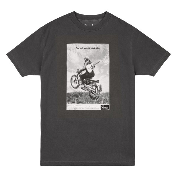 Fender Vintage Ad Biker T-Shirt, Graphite, XXL