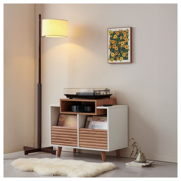Norstone Oslo Vinyl 800 Cabinet, Black Satin / Walnut - liifestyle 2 