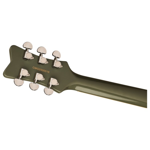 Grestch Streamliner Jet Club 1 Pickup LRL, Olive Drab - headstock back 