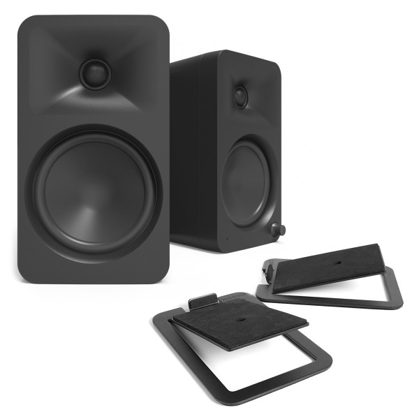 Kanto ORA4 with S4 Tilted Speaker Stands, Black - Bundle