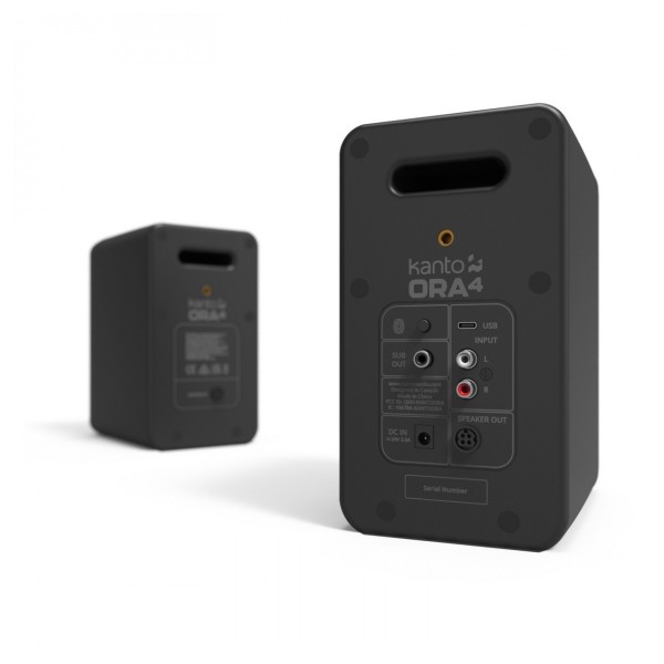 Kanto ORA4 Bluetooth Desktop Speakers, Black - Rear