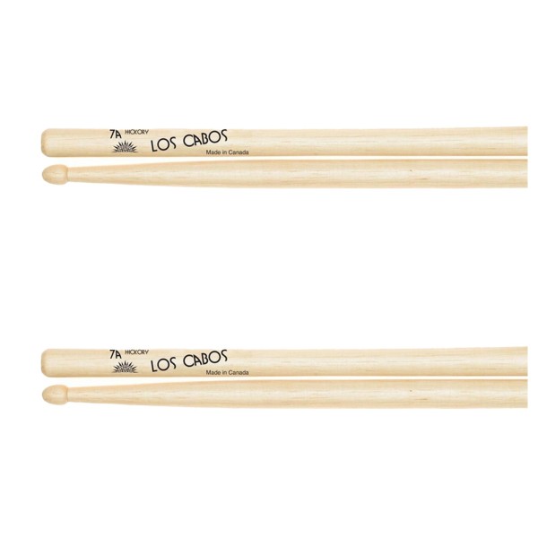 Los Cabos 7A Hickory Wood Tip Drumsticks, 2 Pair Pack