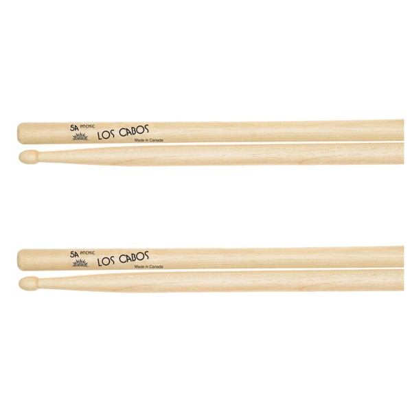 Los Cabos 5A Intense Hickory Wood Tip Drumsticks, 2 Pair Pack