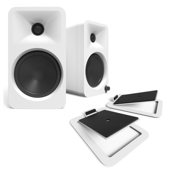 Kanto ORA4 with S4W Tilted Speaker Stands, White - Bundle