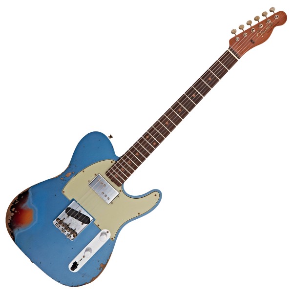 Fender Custom Shop LTD Cunife Tele Custom Heavy Relic, Aged Lake Placid Blue Over 3-Tone Sunburst - front