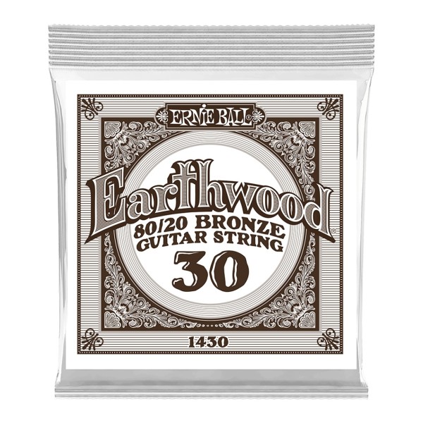 Ernie Ball 1430 Earthwood 80/20 Bronze Acoustic Single String, 30