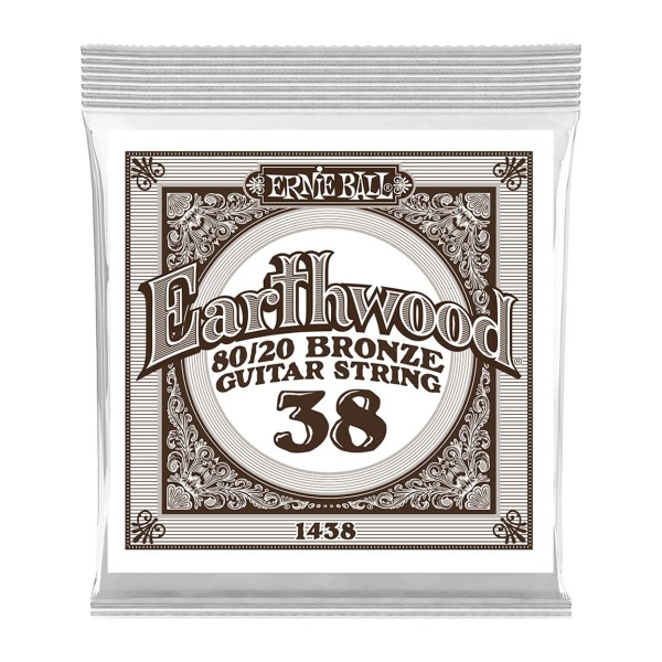 Ernie Ball 1438 Earthwood 80/20 Bronze Acoustic Single String, 38